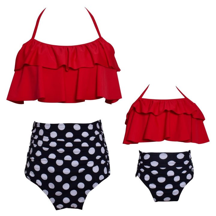 Mother And Daughter Swimwear Printed Bikini Ruffles Image 1