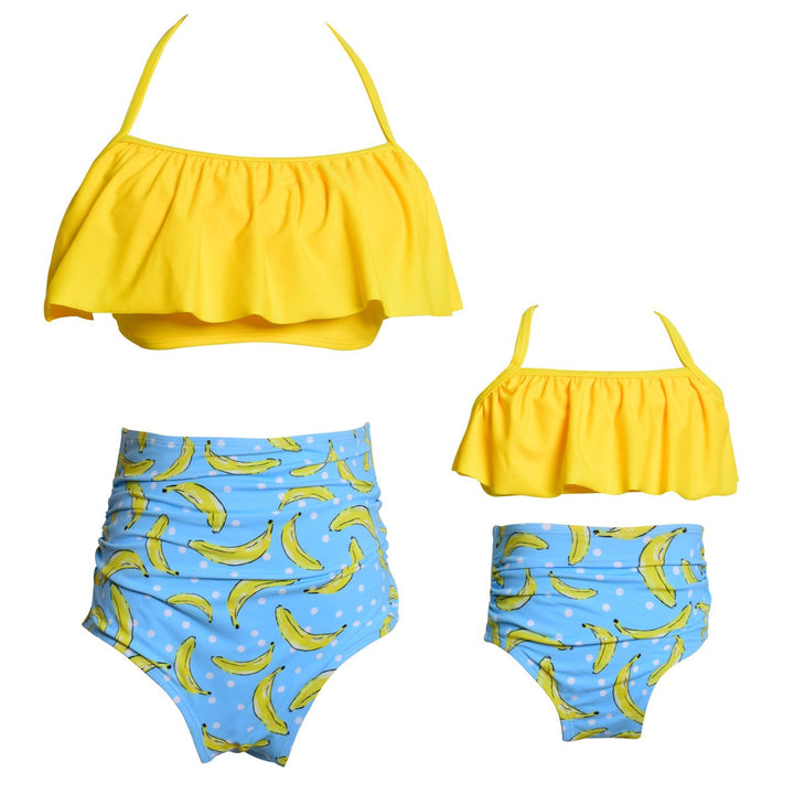 Mother And Daughter Swimwear Printed Bikini Ruffles Image 1