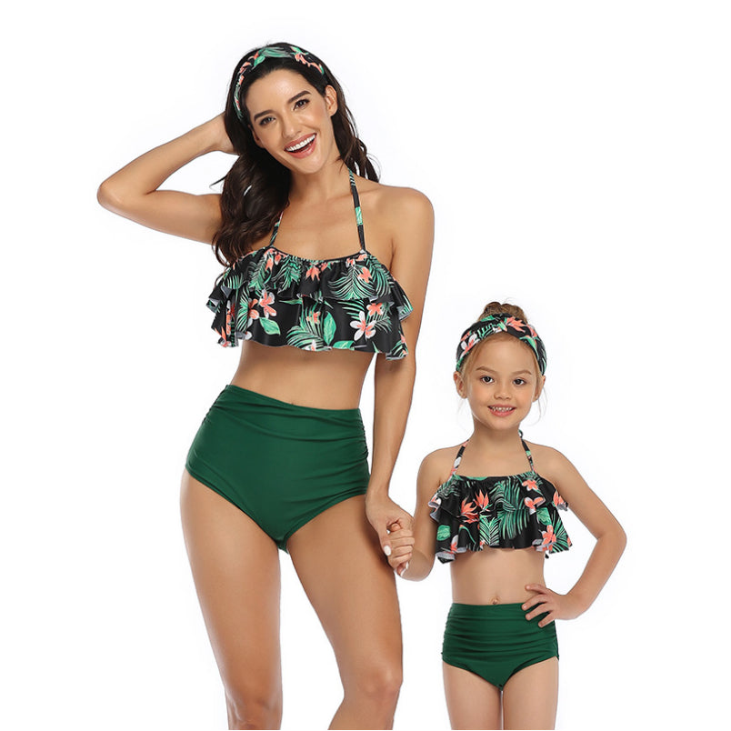 Mother And Daughter Swimwear Printed Bikini Ruffles Image 9