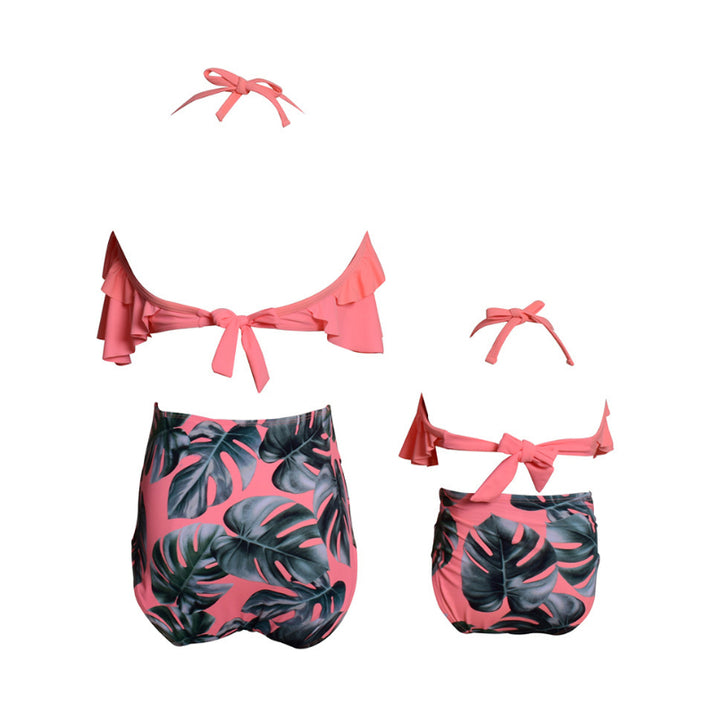 Mother And Daughter Swimwear Printed Bikini Ruffles Image 10