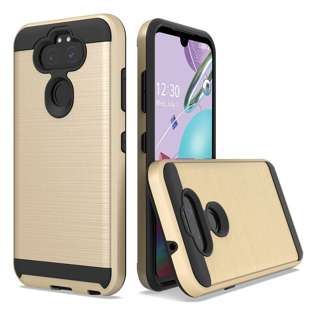 For LG Aristo 5 / Fortune 3 / Tribute / K8X / Phoenix 5 / LMK300 Dual layer Metal Brushed Shockproof Armor Hybrid Case Image 3