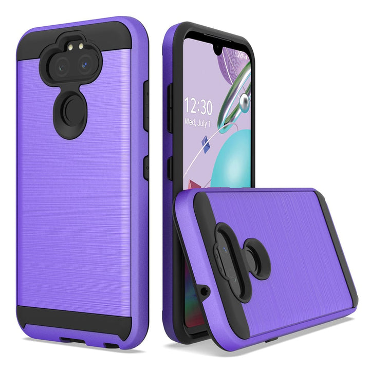 For LG Aristo 5 / Fortune 3 / Tribute / K8X / Phoenix 5 / LMK300 Dual layer Metal Brushed Shockproof Armor Hybrid Case Image 1