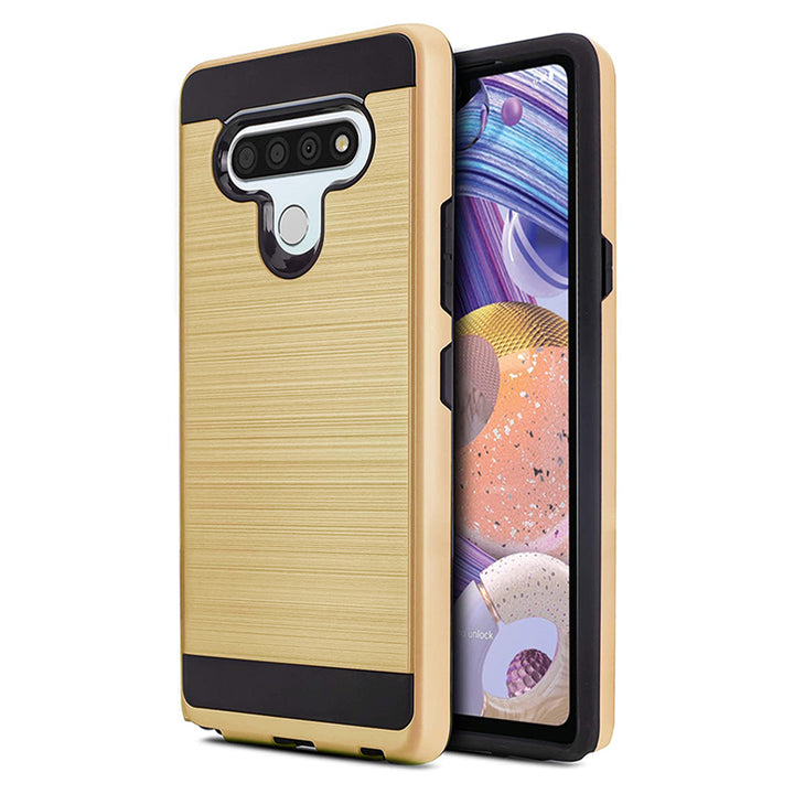 For LG Stylo 6 / LMQ730 Dual layer Metal Brushed Shockproof Armor Hybrid Case Cover Black Image 4