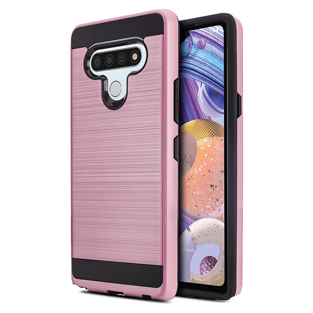 For LG Stylo 6 / LMQ730 Dual layer Metal Brushed Shockproof Armor Hybrid Case Cover Black Image 7