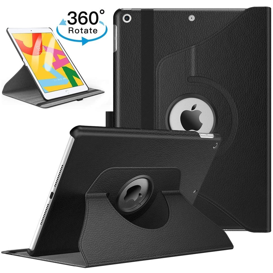 For Apple iPhone Air 3 2019 / iPad Pro 10.5 inch 2017 Tablet PU Leather Folio 360 Degree Rotating Stand Case Cover Black Image 1