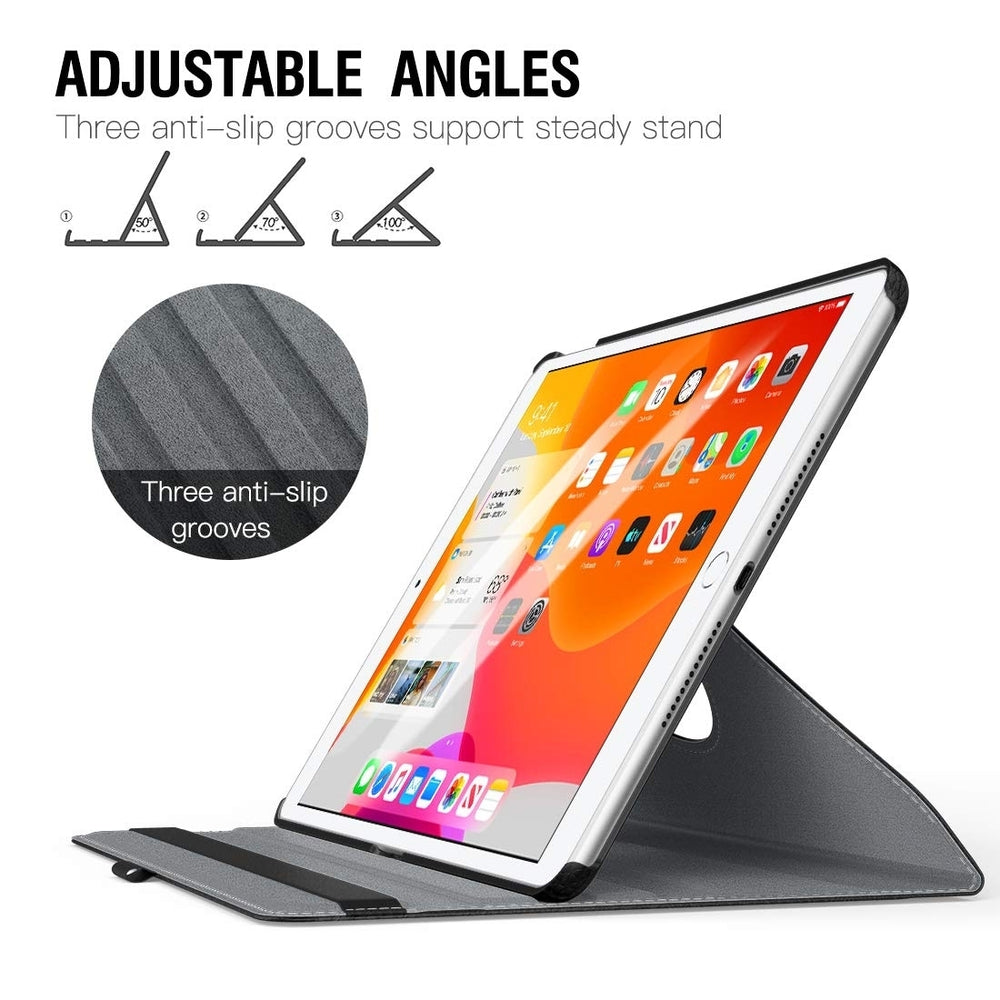 For Apple iPhone Air 3 2019 / iPad Pro 10.5 inch 2017 Tablet PU Leather Folio 360 Degree Rotating Stand Case Cover Black Image 2