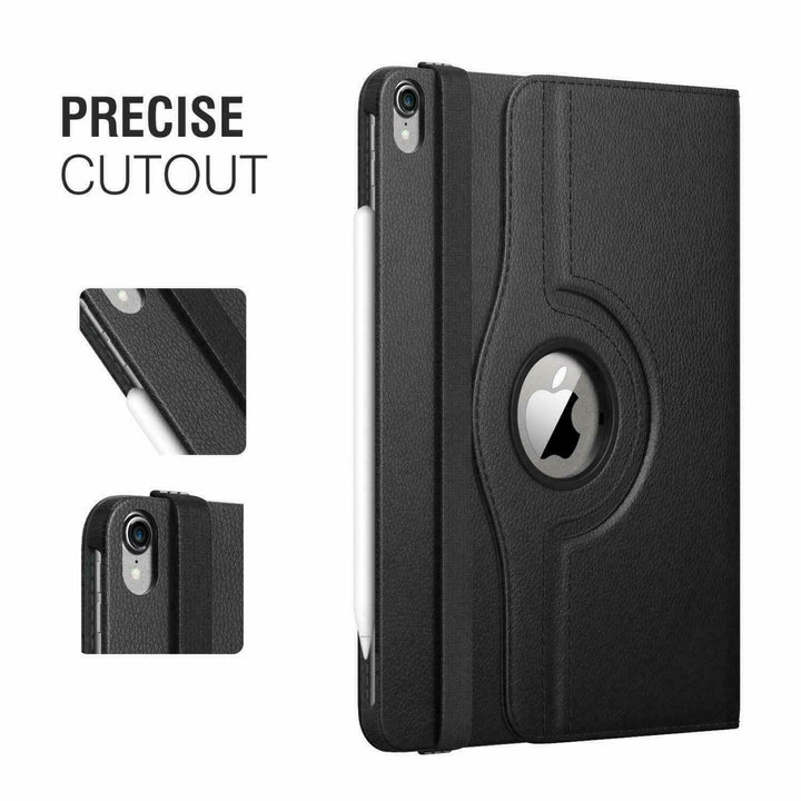 For Apple iPhone Air 3 2019 / iPad Pro 10.5 inch 2017 Tablet PU Leather Folio 360 Degree Rotating Stand Case Cover Black Image 7