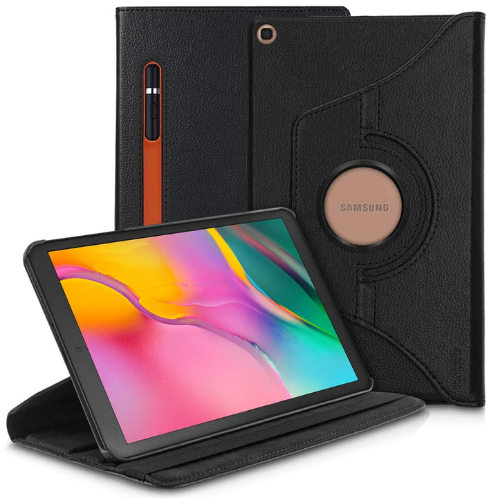 Samsung Galaxy Tab A 10.1 Case T510 T515 360 Rotating Leather Folio Black Image 1