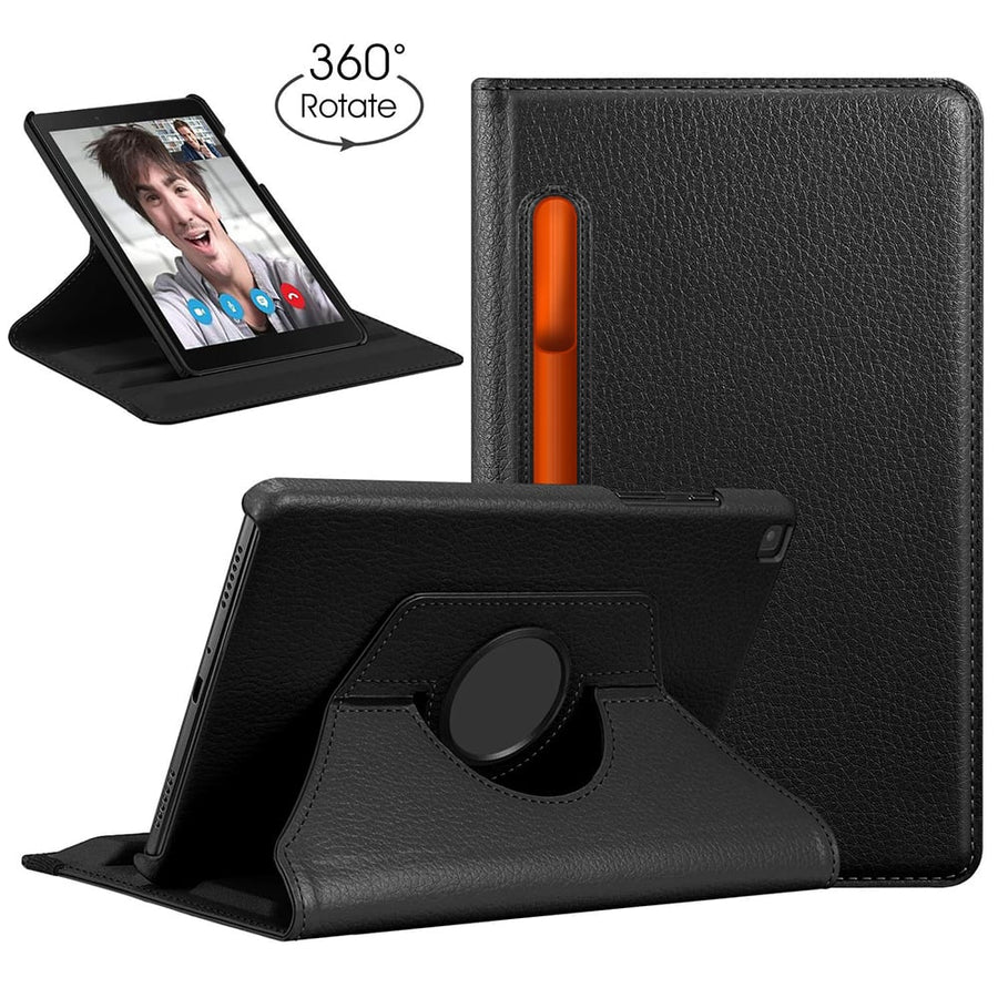 Samsung Galaxy Tab A 8.0 2019 Case Black 360 Rotating Stand Leather Folio Image 1