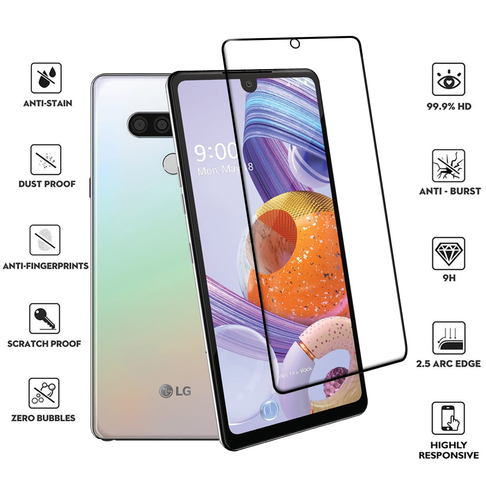 LG Stylo 6 Tempered Glass Screen Protector 5D Curved Black Ultra Clear Safe Fit Image 1