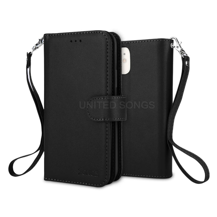 For Apple iPhone 11 Triple Layer Compartments Folio Leather Wallet Case Cover Black Image 1