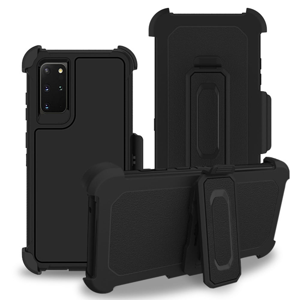 For Samsung Galaxy S20 Plus Slim Dual layer Shockproof Hybrid Case Cover With Clip Black/Black Image 1