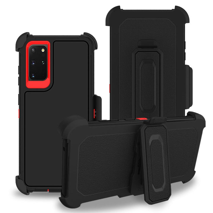 For Samsung Galaxy S20 Slim Dual layer Shockproof Hybrid Case Cover With Clip Black/Black Image 1