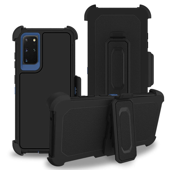 For Samsung Galaxy S20 Plus Slim Dual layer Shockproof Hybrid Case Cover With Clip Black/Black Image 4