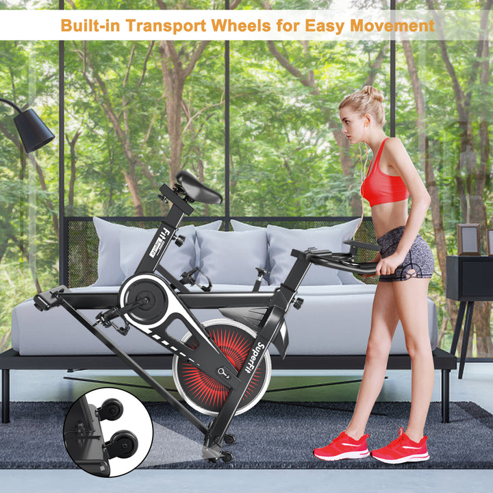 SuperFit Indoor Cycling Stationary Bike Silent Belt Drive Adjustable Resistance Image 9