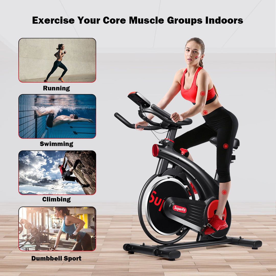 SuperFit Stationary Exercise Bike Silent Belt Drive Cycling Bike Image 8