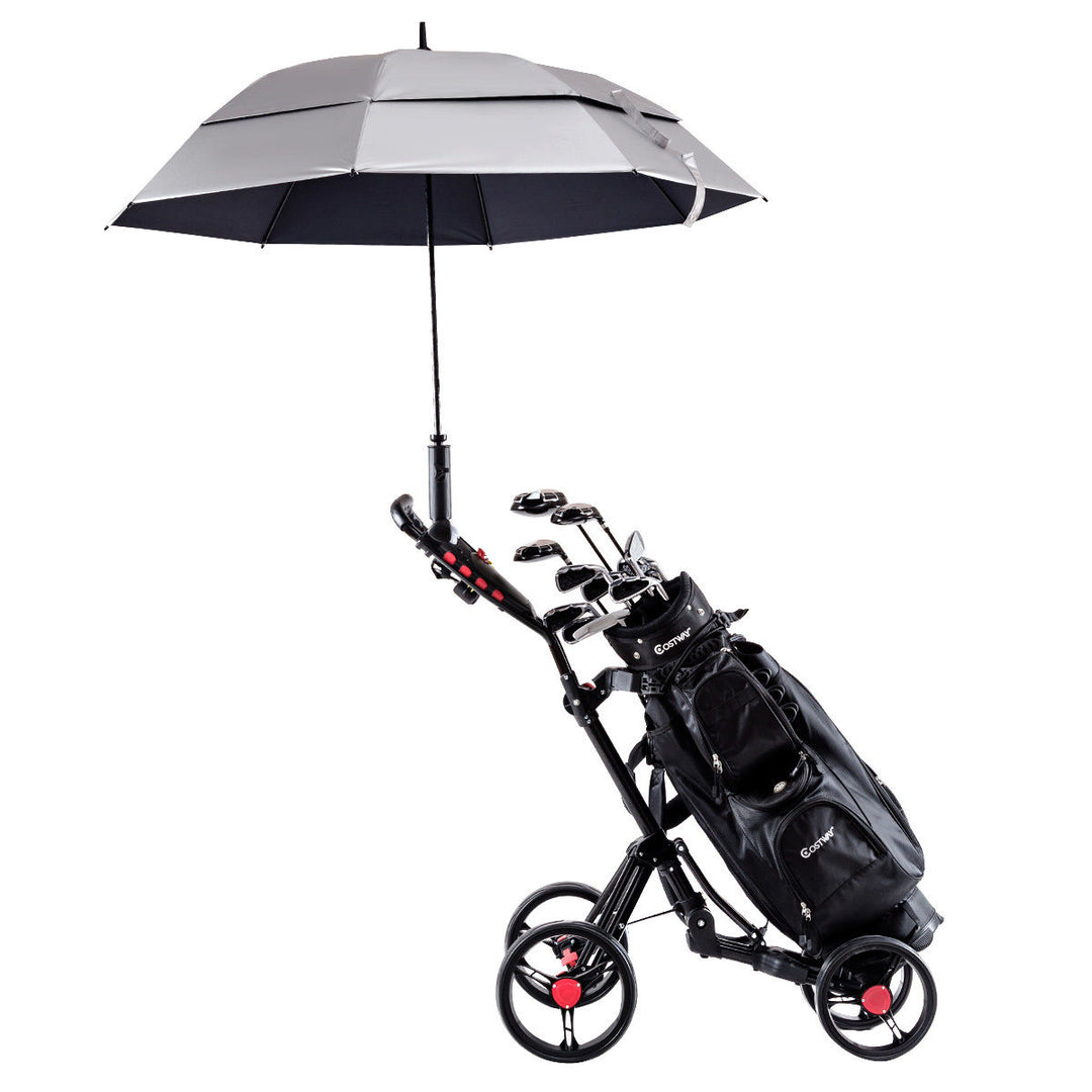 Folding 4 Wheel Golf Pull Push Cart Trolley Club Umbrella Scorecard Drink Holder Image 6