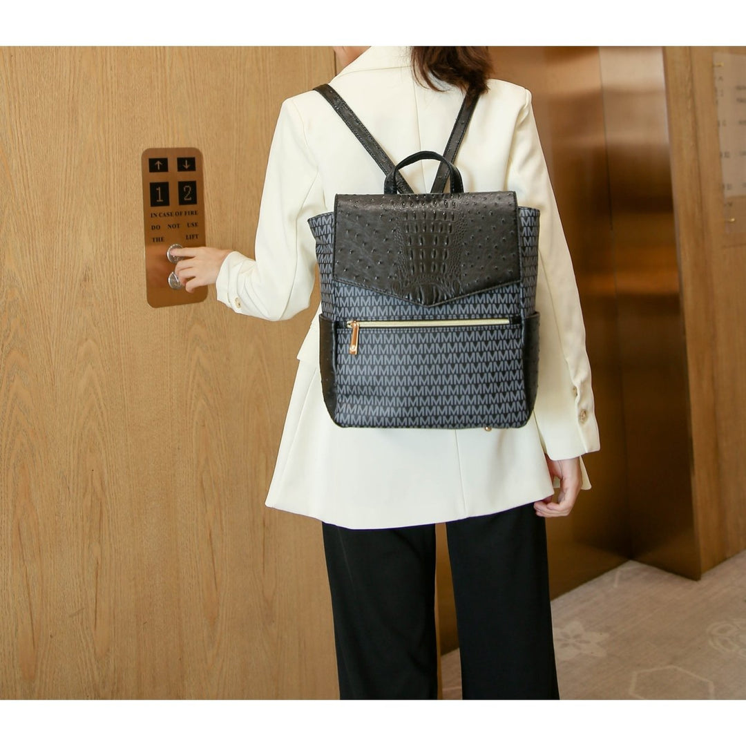 MKF Collection Leidy Multi-Compartments Shoulder Bag M Signature Croco Backpack by Mia K Image 1