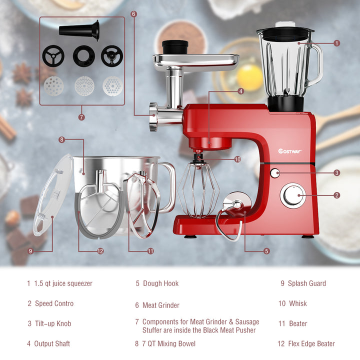 3 in 1 Multi-functional 800W Stand Mixer Meat Grinder Blender Sausage Stuffer Image 10