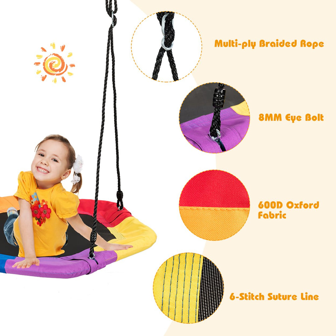 37 inch Hexagon Tree Swing with Adjustable Hanging Rope Colorful Image 8