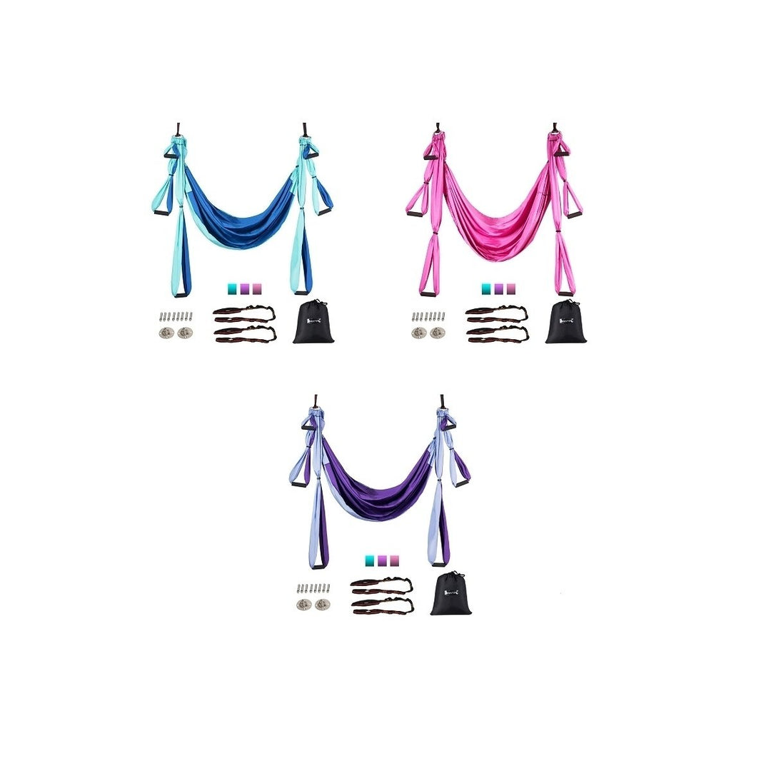 Aerial Yoga Swing Set Yoga Shaping Adjustable Handle Length PurpleBluePink Image 8