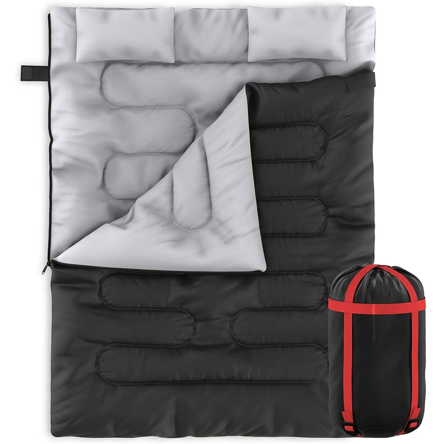 Zone Tech 2 In 1 Travel Camp Sleeping Bag Queen Size Sleeping Bag With 2 Pillows Image 1