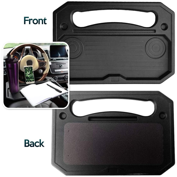 Zone Tech Car Black Steering Wheel Food and Laptop Cup Holder Tray Organizer Image 1