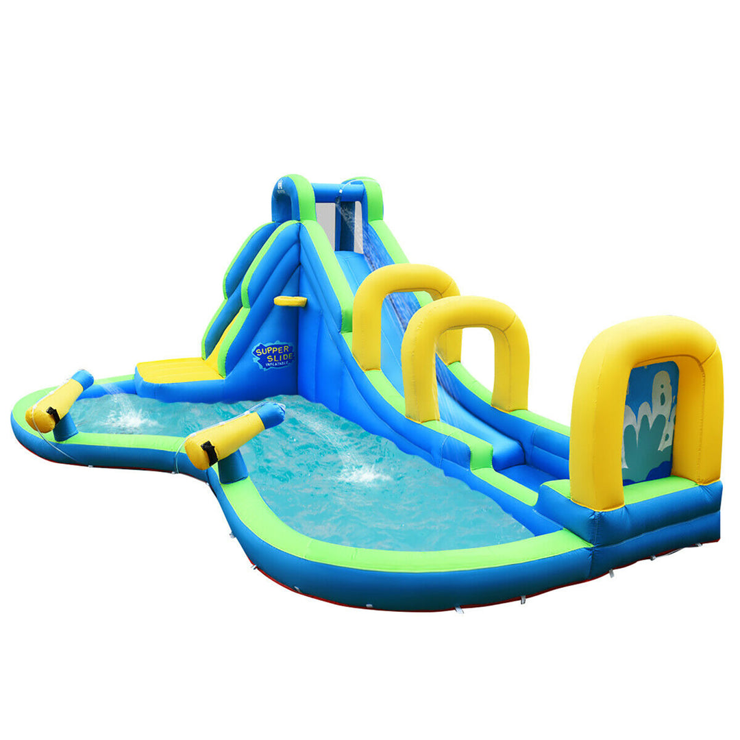 Inflatable Water Slide Kids Bounce House Castle Splash Water Pool W/ 750W Blower Image 9