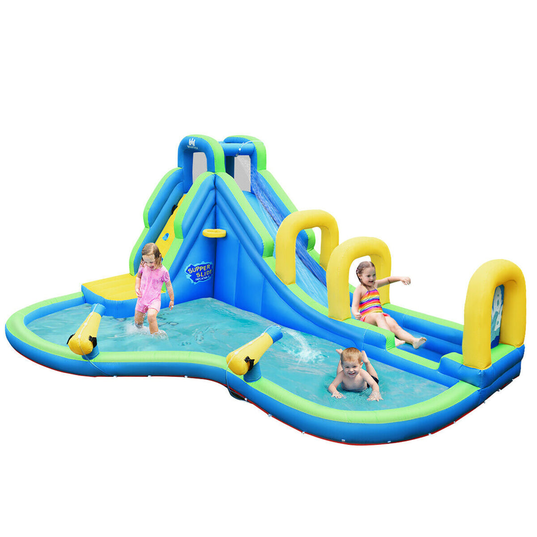 Inflatable Water Slide Kids Bounce House Castle Splash Water Pool W/ 750W Blower Image 10