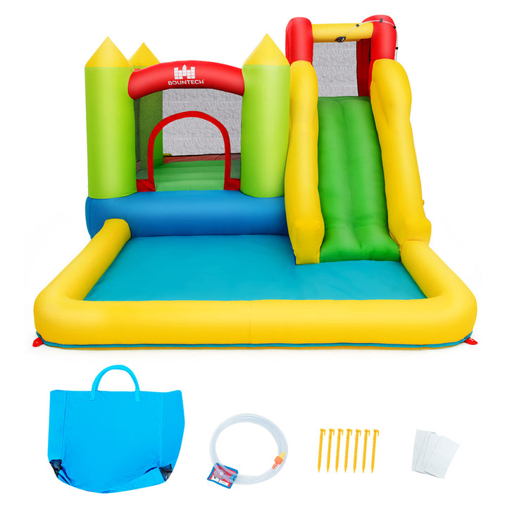 Inflatable Bounce House Water Slide Jump Bouncer with Climbing Wall and Splash Pool Blower Excluded Image 10