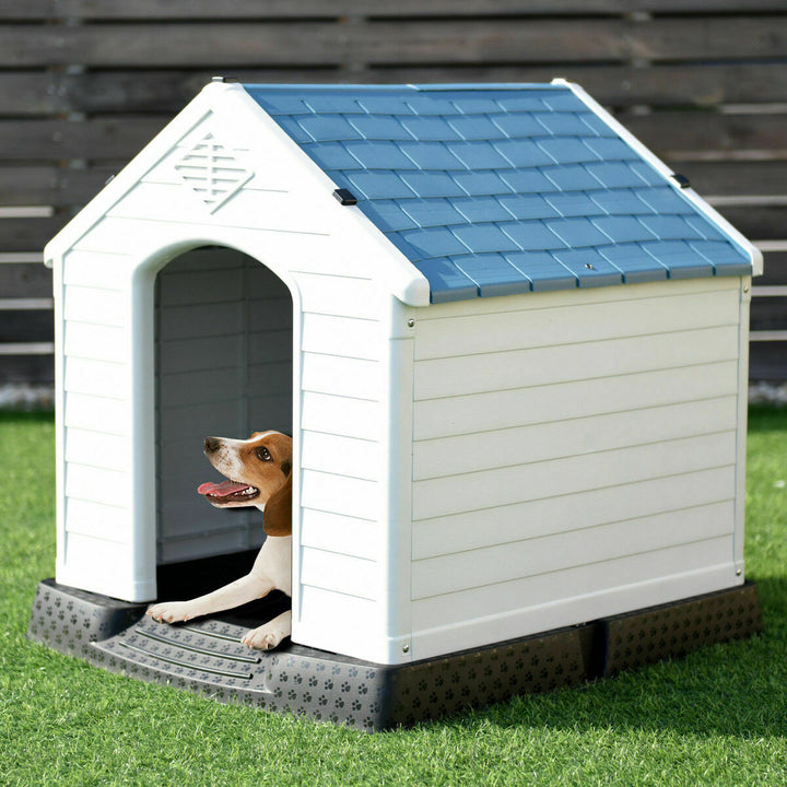Plastic Dog House Pet Puppy Shelter Waterproof Indoor/Outdoor Ventilate Blue Image 3
