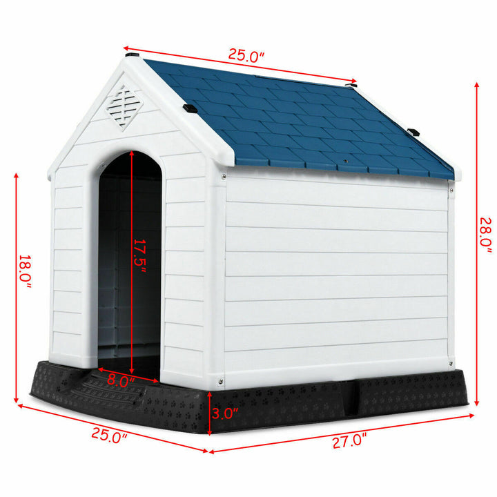 Plastic Dog House Pet Puppy Shelter Waterproof Indoor/Outdoor Ventilate Blue Image 4