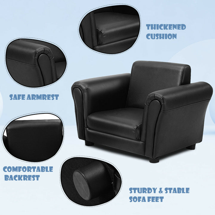 Costway Kids Sofa Armrest Chair Couch Children Toddler Birthday Gift w/ Ottoman Black Image 4