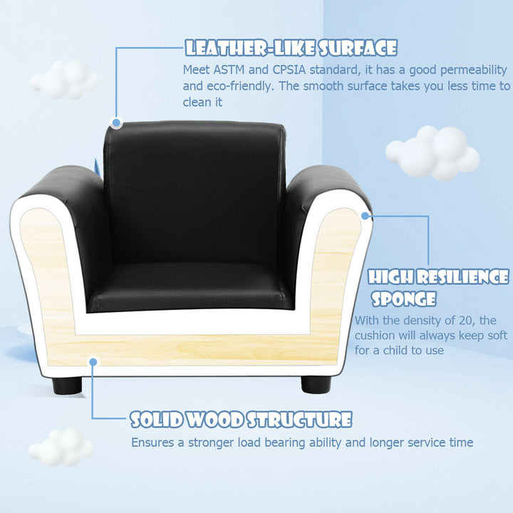 Costway Kids Sofa Armrest Chair Couch Children Toddler Birthday Gift w/ Ottoman Black Image 6