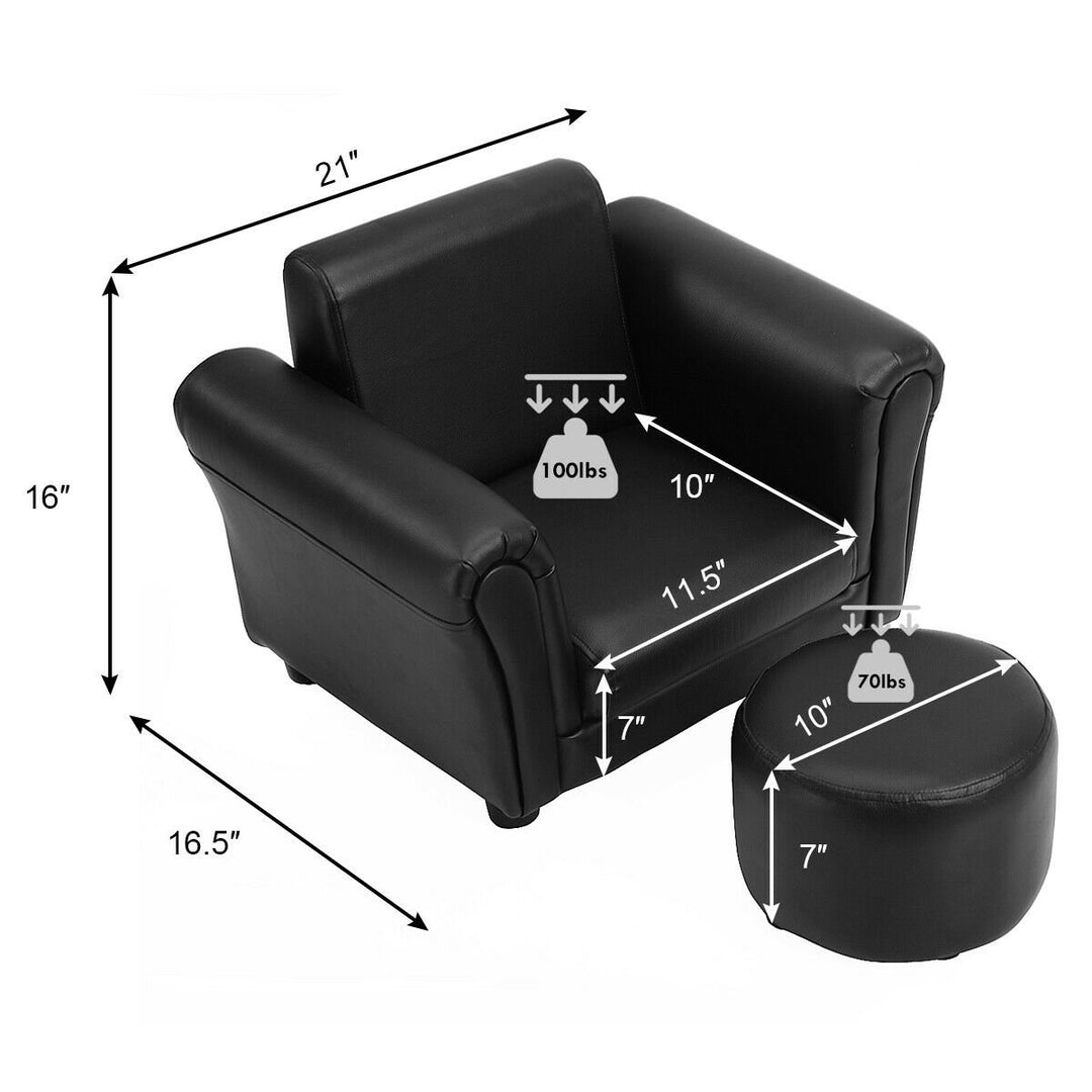 Costway Kids Sofa Armrest Chair Couch Children Toddler Birthday Gift w/ Ottoman Black Image 9