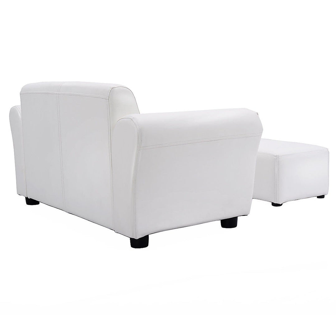 White Kids Sofa Armrest Chair Couch Lounge Children Birthday Gift w/ Ottoman Image 9