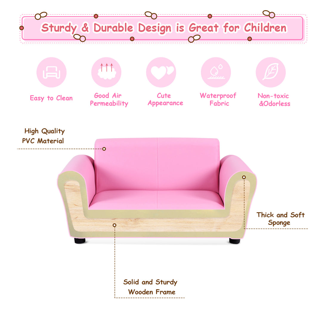 Pink Kids Sofa Armrest Chair Couch Lounge Children Birthday Gift w/ Ottoman Image 6