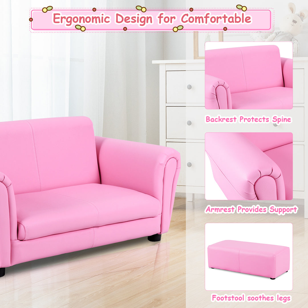 Pink Kids Sofa Armrest Chair Couch Lounge Children Birthday Gift w/ Ottoman Image 7