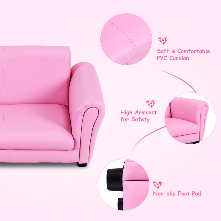 Pink Kids Sofa Armrest Chair Couch Lounge Children Birthday Gift w/ Ottoman Image 8