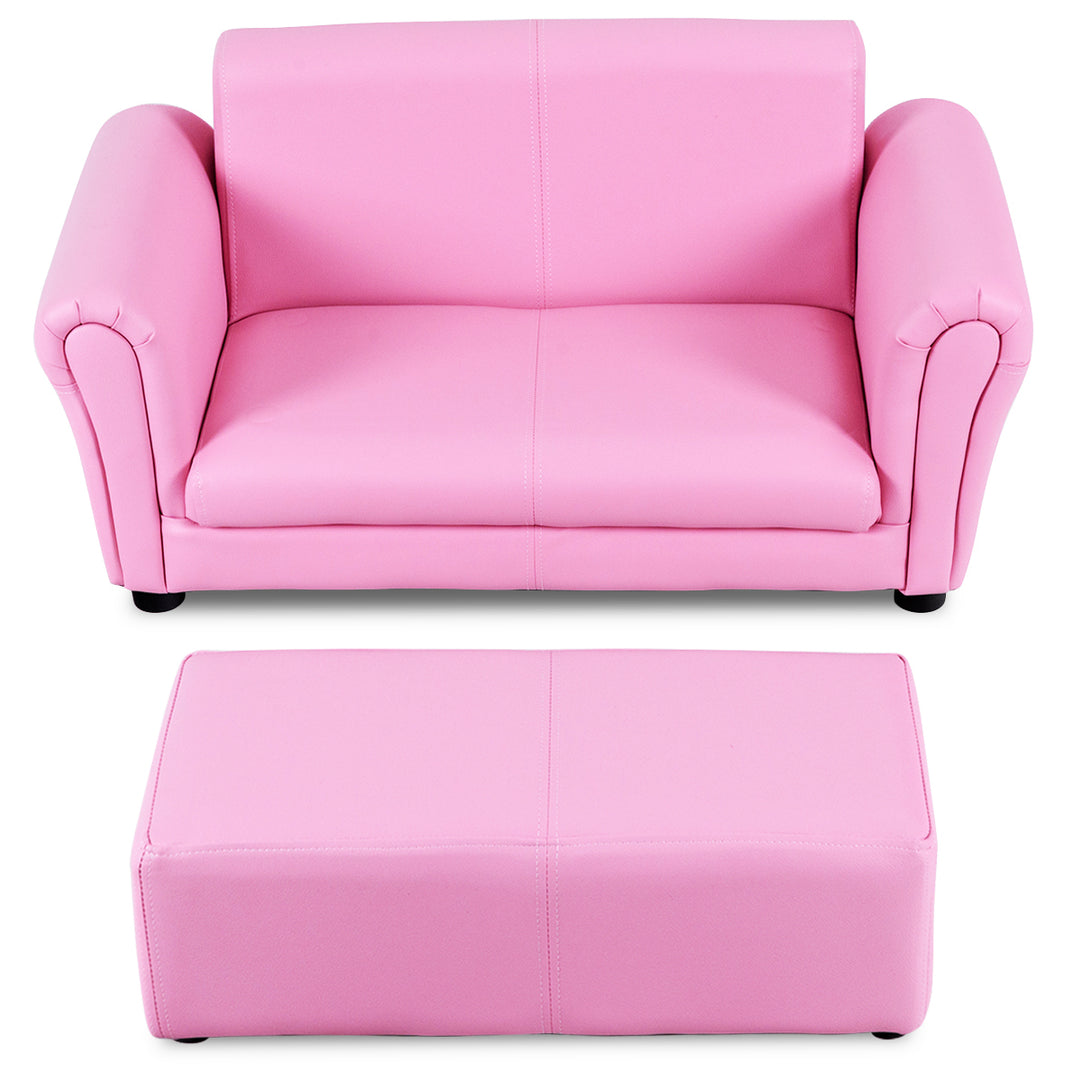 Pink Kids Sofa Armrest Chair Couch Lounge Children Birthday Gift w/ Ottoman Image 9