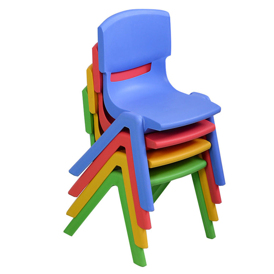 Set of 4 Kids Plastic Chairs Stackable Play and Learn Furniture Colorful Image 6