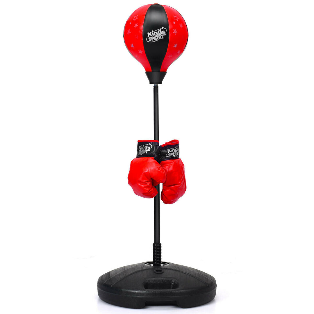 Kids Punching Bag Toy Set Adjustable Stand Boxing Glove Speed Ball w/ Pump Image 10