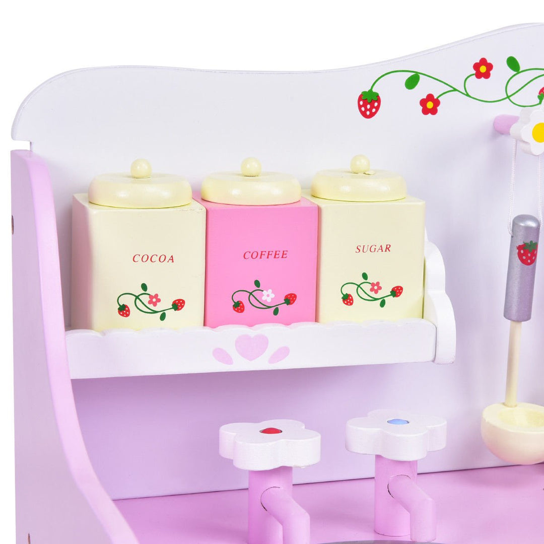 Kids Wooden Play Set Kitchen Toy Strawberry Pretend Cooking Playset Toddler Image 8