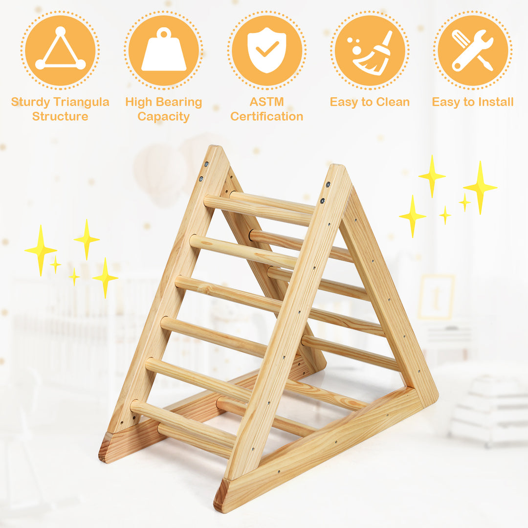 Wooden Climbing Pikler Triangle with Climbing Ladder For Toddler Step Training Natural Image 6