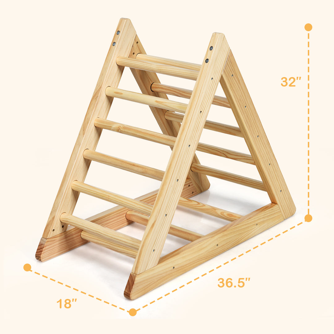 Wooden Climbing Pikler Triangle with Climbing Ladder For Toddler Step Training Natural Image 10