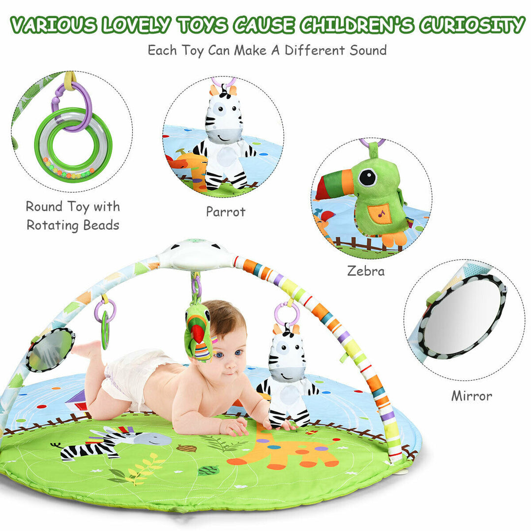 Baby Activity Gym Play Mat w/ Hanging Toys Projector Infant Educational Playtime Image 8