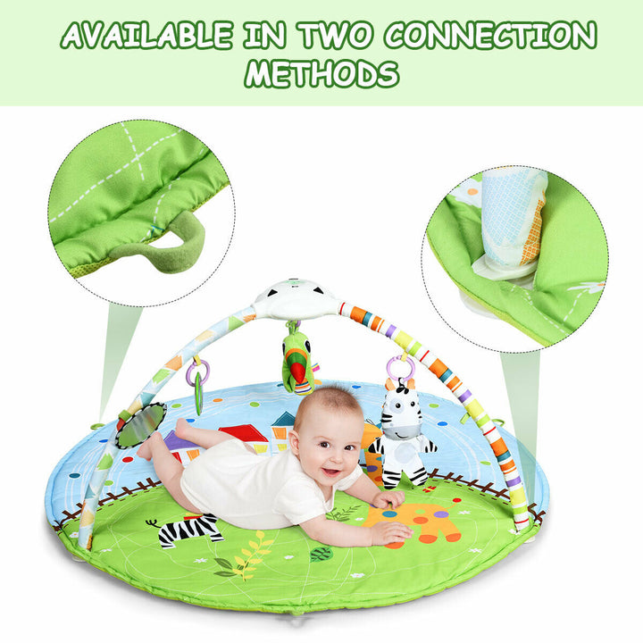 Baby Activity Gym Play Mat w/ Hanging Toys Projector Infant Educational Playtime Image 9