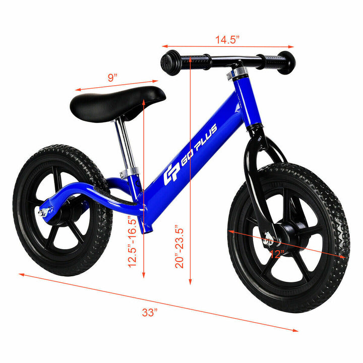 12 Balance Bike Classic Kids No-Pedal Learn To Ride Pre Bike w/ Adjustable SeatBlue Image 10