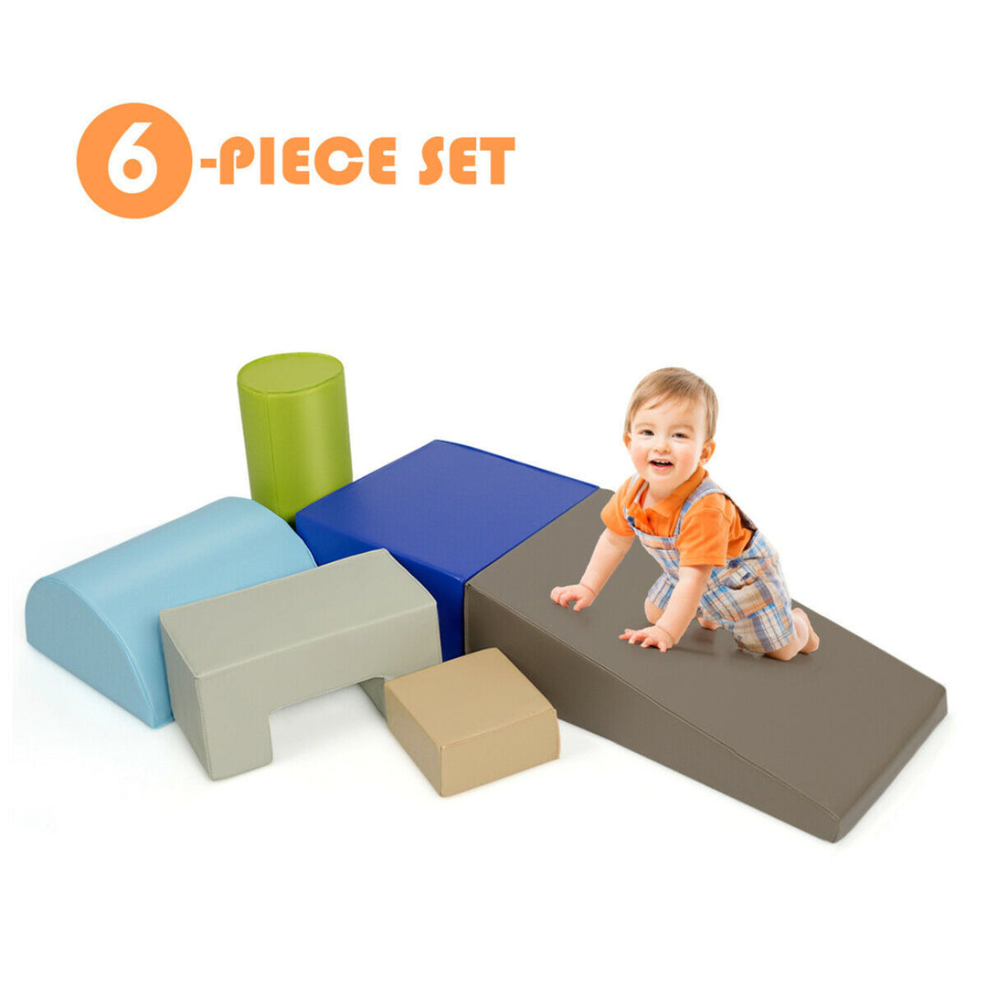 6 Piece Climb Crawl Play Set Indoor Kids Baby Toddler Safe Soft Foam Blocks Toys Image 1