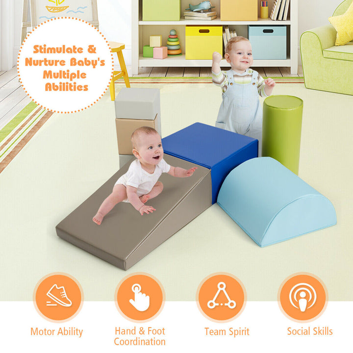 6 Piece Climb Crawl Play Set Indoor Kids Baby Toddler Safe Soft Foam Blocks Toys Image 6